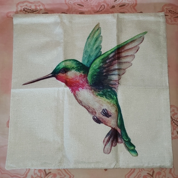 Hummingbird Pillow Cover. Colibri Bird - Picture 2 of 12